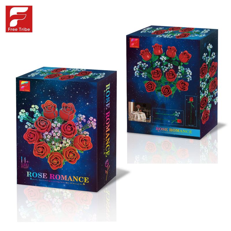 Blocuri de construcție, simulare, buchet de trandafiri, model de asamblare, vază de birou, ornamente de floarea-soarelui, jucărie_voghion.com