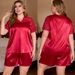 Large Size Ice Silk Comfortable Pajamas Women's Next Season Lace Short Sleeve Shorts_voghion.com