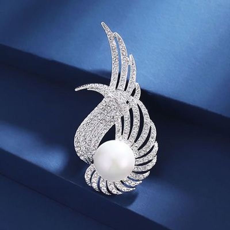 Natuurlijke parel engelenvleugels broche Nieuwe luxe ster corsage jas delicate zilveren pin_voghion.com