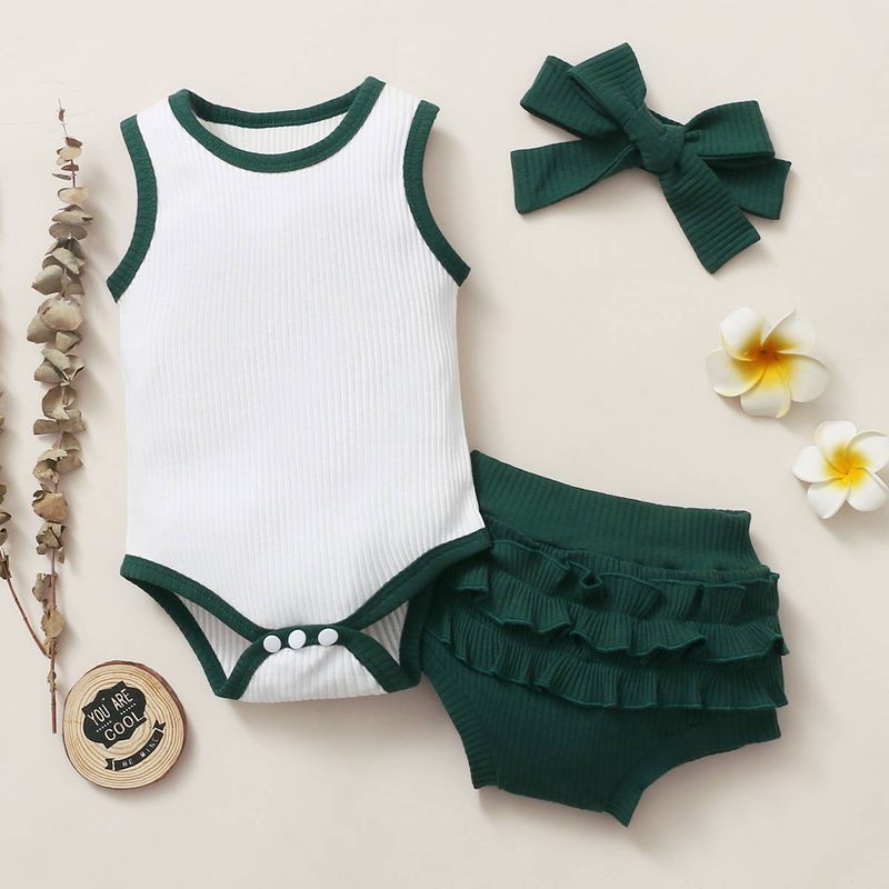 Kids' Clothing Specially Supply The New Ins Hot Selling Baby Girl's Ribbed Cotton Romper And Triangle Shorts_voghion.com
