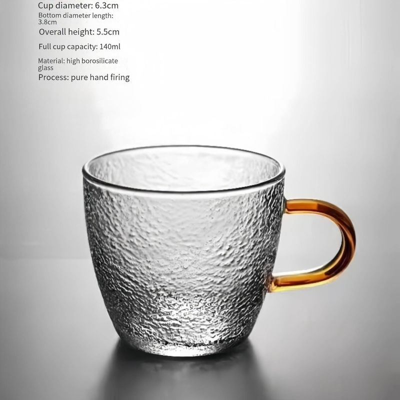 ZenArtisan gehamerde glazen theekop - hittebestendig borosilicaat, handgemaakte textuur, inhoud 120 ml_voghion.com