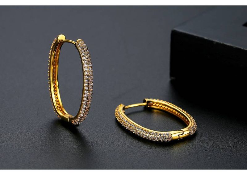 Damenschmuck Minimalistische geometrische Zirkonium Ohrstecker, Elegante runde Creolen für Frauen, Hypoallergene Modeohrringe_voghion.com