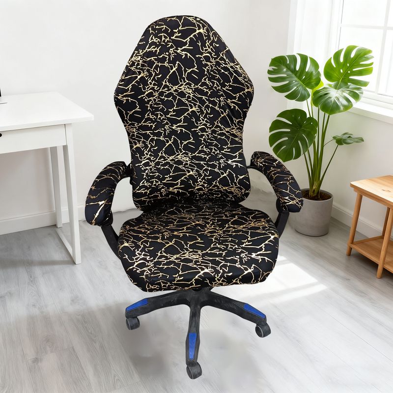 Premium Milk Silk Gaming Chair Cover With Gold Foil Printing - Anti-Slip, Dustproof & Stylish Protector For Home & Office_voghion.com
