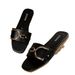 Women's Shoes Women's New Fashion Slippers Classic Temperament With Solid Color Metal Decoration Square Head Flat Sandals_voghion.com