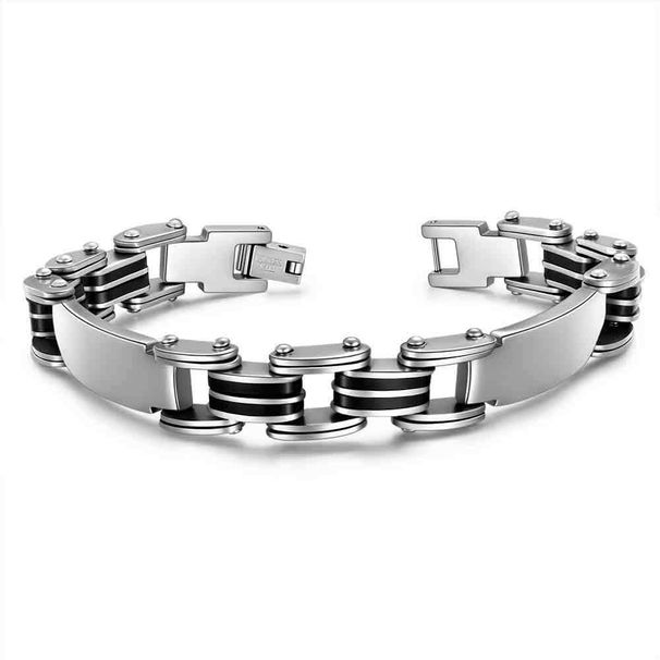 Damsmycken Moderiktigt Rostfritt Stålarmband Punk Flerskiktat Enkelt Mångsidigt Silikonarmband_voghion.com