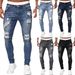 Zerrissene Slim Fit Jeans für Herren – Stretch-Denimhose mit Used-Waschung für lässige Streetwear_voghion.com