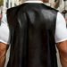 Plus Size Men's New Casual Street Fashion Three-Dimensional Patch Pocket Zipper PU Leather Vest Jacket Loose Slimming_voghion.com