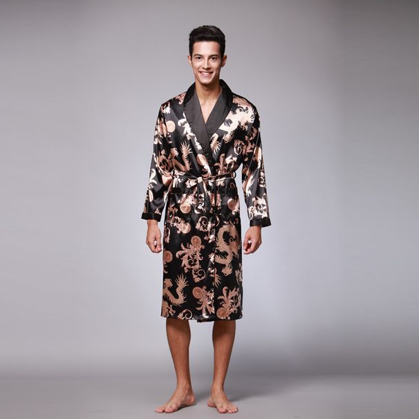 Abito da notte per uomo personalizzato all'ingrosso di fabbrica kimono da uomo in raso con maniche lunghe_voghion.com