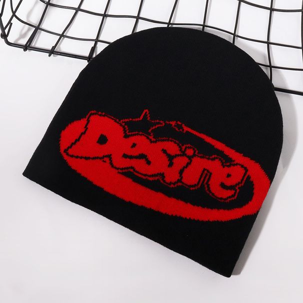 Cappello unisex in jacquard autunnale e invernale con lettera del desiderio, caldo, in Europa e negli Stati Uniti, per uomini e donne._voghion.com