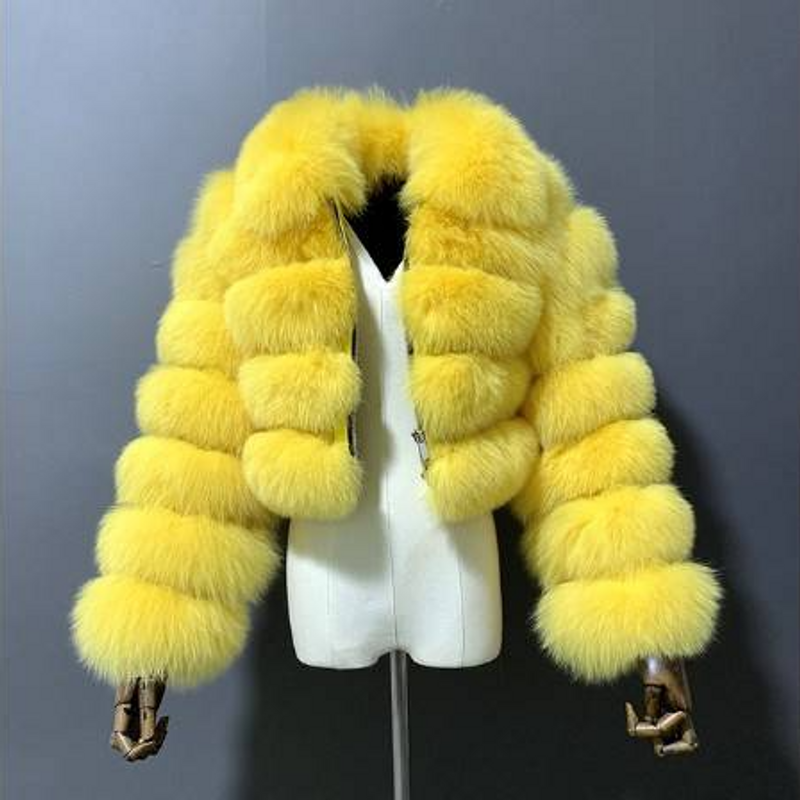 Women's clothing short lapel imitation fur coat imitation fox hair long sleeve splicing women's coat_voghion.com