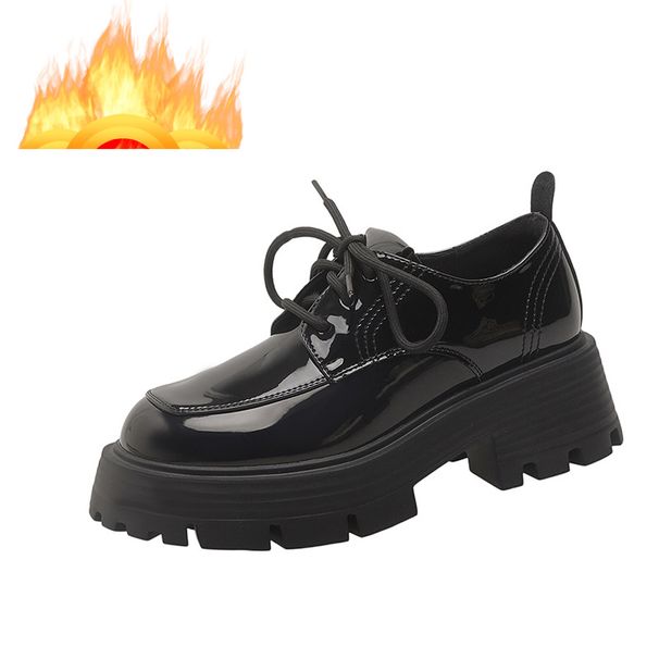 Scarpe da donna classiche in stile Oxford britannico - Mocassini in pelle con lacci e tacco spesso, con comoda imbottitura, design vintage per l'uso quotidiano_voghion.com