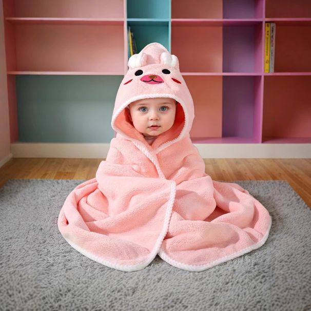 Yenidoğan Kapüşonlu Mercan Polar Pelerin - Bebek Banyo Havlusu, Kundak Battaniyesi, Giyilebilir Yumuşak Pelerin_voghion.com