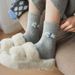 Wollsocken für Damen und Herren mit Cartoon-Aufdruck, dick und mit Fleece gefüttert, bis zur Mitte der Wade, weich und warm für Winter und Herbst._voghion.com