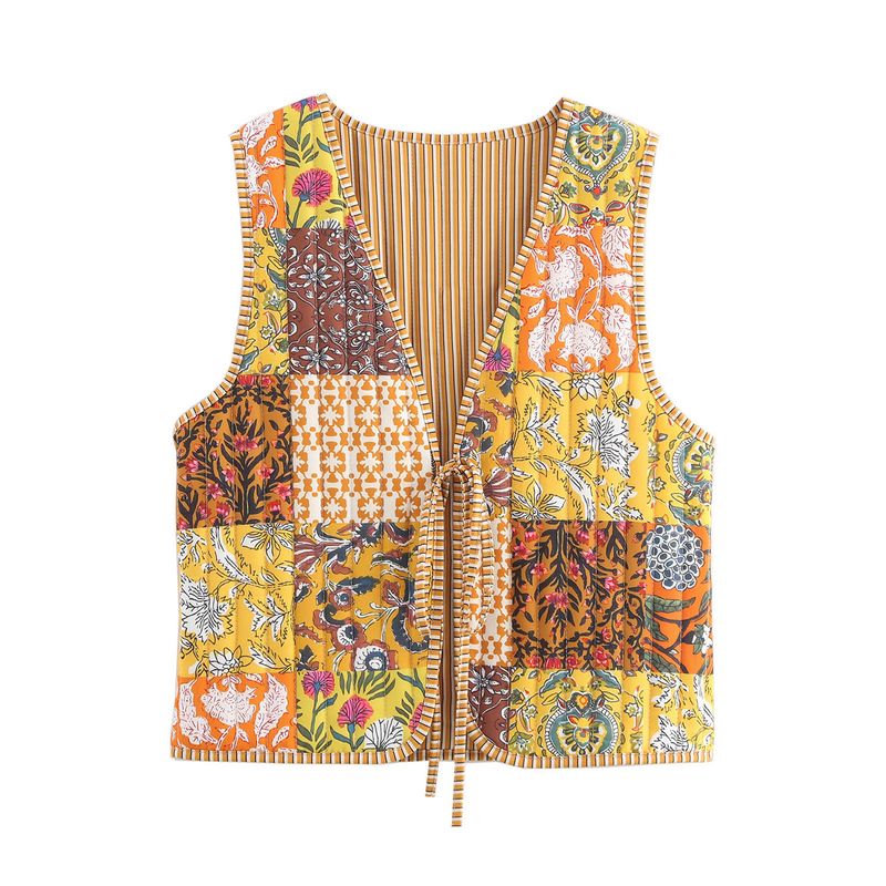 Gilet in cotone con coulisse stampato da strada, novità autunno e inverno 2024 da donna_voghion.com