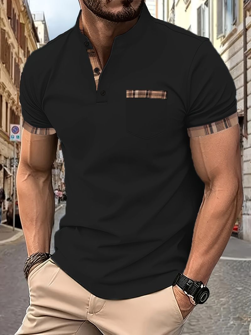 Men's Clothing 2025 New Cross Border Men's Casual Short Sleeved Polo Shirt Stand Up Collar Button All Match T Shirt_voghion.com