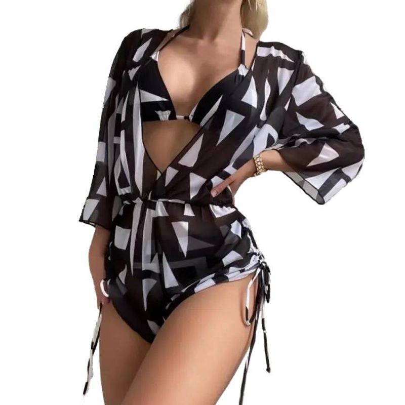 Giyin ve güneşin tadını çıkarın! Üç parçalı bikini seti_voghion.com