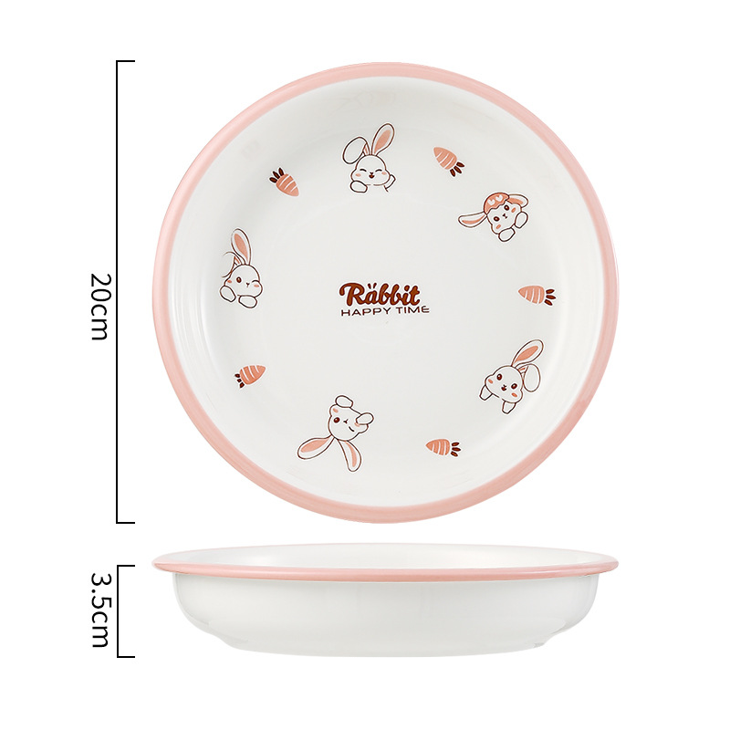 Set schattige konijnenkommen van keramiek - esthetische rijstkommen voor één persoon, duurzaam servies voor thuisgebruik (set van 4)_voghion.com