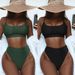 Women's Clothing Split Swimsuit Sexy Swimsuit Solid Color High Waist Bikini_voghion.com