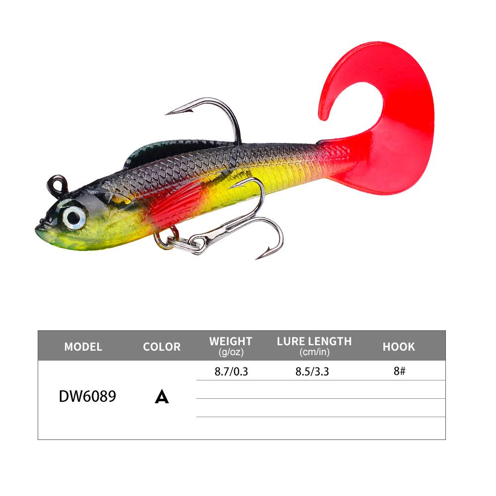 Simulated Lure Curved Tail Lead Fish Soft Bait 8.5cm 8.7g For Bass And Sea Fishing_voghion.com