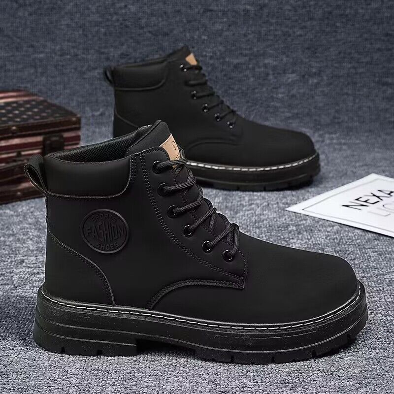 Big Yellow 2024 Autumn/Winter Men's High Top Martin Workwear Waterproof and Anti Slip Mountaineering Shoes Large Short_voghion.com