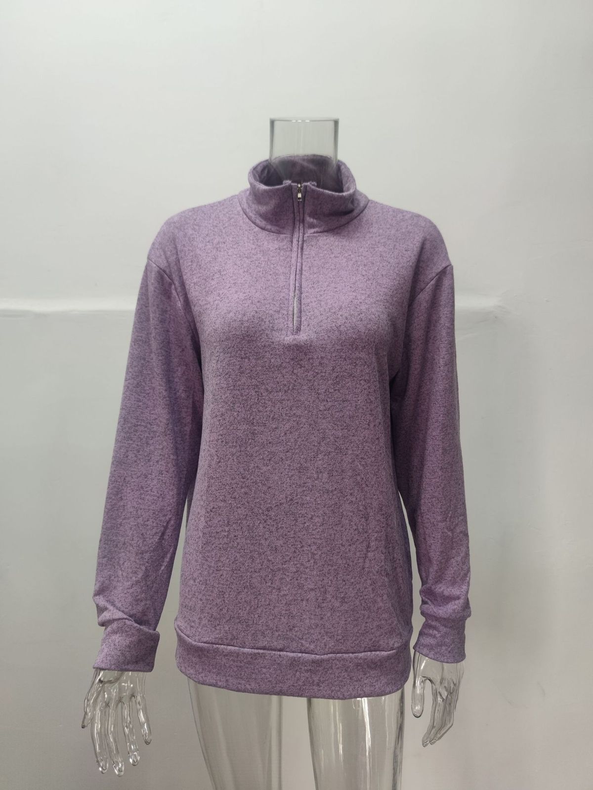 Men's Long Sleeve v-Neck Fleece Zipper Men's Casual Top Polo Shirt_voghion.com