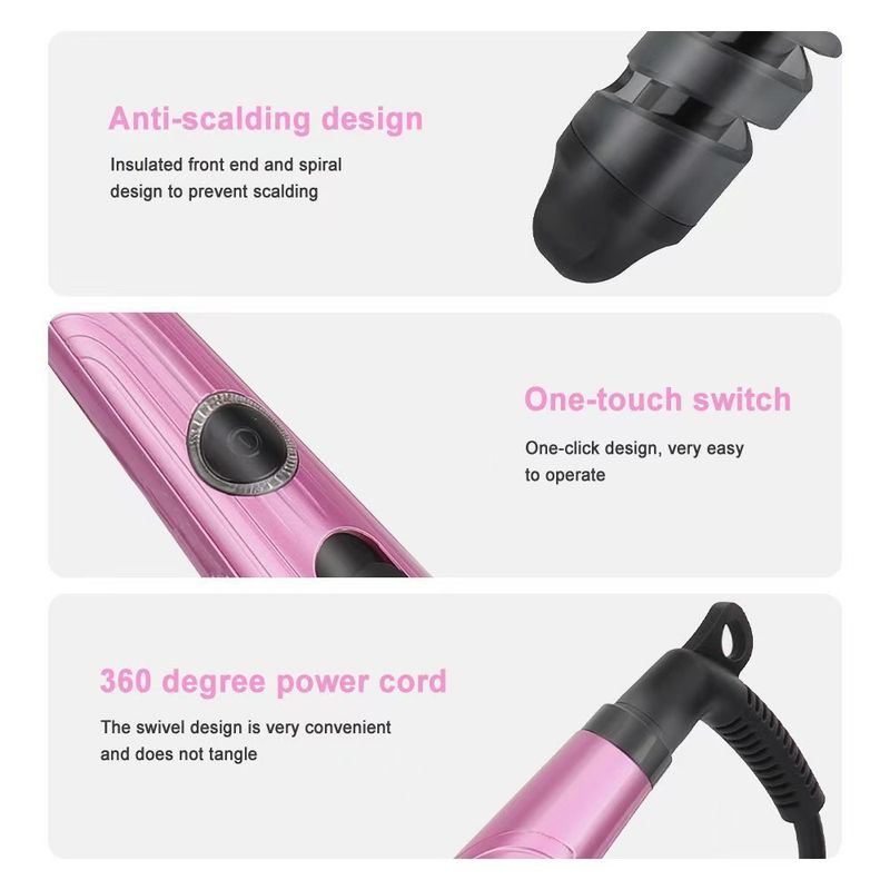 ​​Heat-Resistant Curling Iron For Long Hair - Fast Heating Wand With Water Wave Effect (Manual Curler Long-Lasting Hold Safe Touch Handle)​_voghion.com