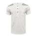 2024 Sommer Herren Button-Up T-Shirt Color Block Thin Henry Kurzarm Top für Männer_voghion.com