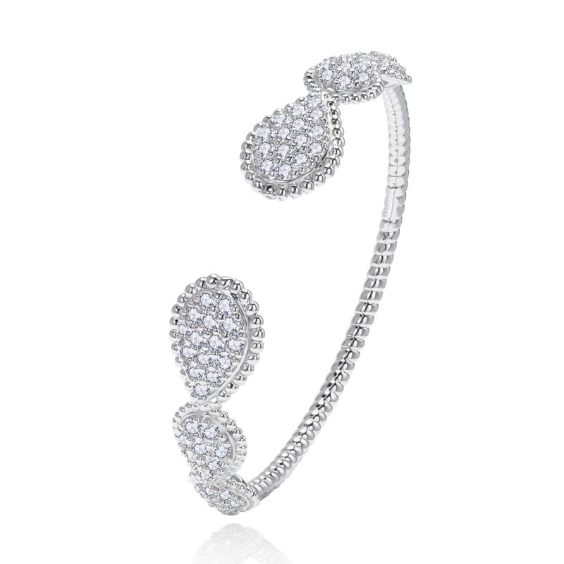 Bracciale aperto a forma di lacrima con perline e diamanti, stile retrò francese, design creativo, gioielli da donna, con mano mobile avanzata_voghion.com