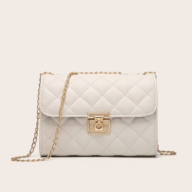 Borsa a tracolla trapuntata, pochette a catena alla moda, borsa a tracolla, borsa quadrata, borsa a tracolla_voghion.com