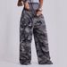 Unisex-Jogginghose mit Vintage-Camouflage-Print – Locker sitzende Hose mit hohem Bund und offenem Saum (S-XXL)_voghion.com