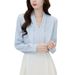 A Long-Sleeved V-Neck Shirt For A Female College Student's Job Interview, Paired With A White Chiffon Professional Top I_voghion.com