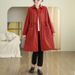 Solid Color Lapel Windbreaker Pleated Skirt Style Mid Length Jacket W, Spring 2025 New Casual Large Pocket Top For_voghion.com