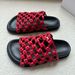 Wanhuo Unlabeled Women's Woven Versatile Thick-Soled Mules Comfortable Platform Slippers Flat Slides_voghion.com