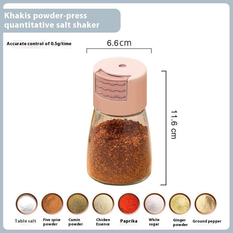 Glass Salt & Spice Dispenser - Press-to-Pour Measuring Container With Airtight Lid For Kitchen (Salt MSG & Seasonings)​_voghion.com