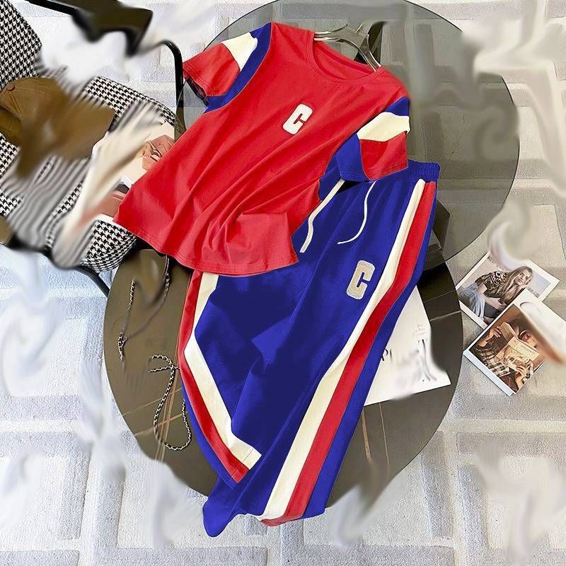 Women's Clothing Hooded Sportswear Suit For Women 2023 Summer New Slim Letter T Shirt Top Pants Casual Suit For Women_voghion.com