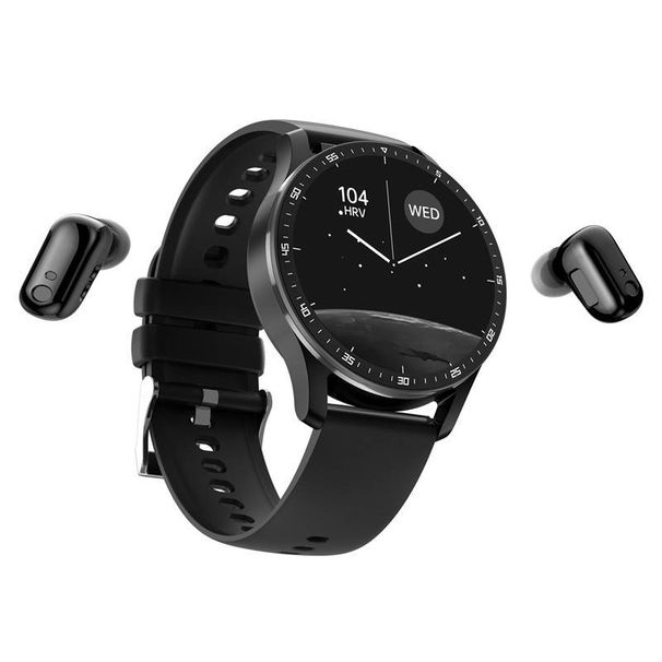 Reloj inteligente con auriculares, 2 en 1, TWS integrado, inalámbrico, Bluetooth 5.0, monitor de salud y fitness, color negro_voghion.com