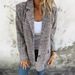 Elegant Houndstooth Blazer Coat For Women - Vintage-Inspired Long Sleeve Open Front Cardigan With Notched Collar, Loose Fit, Pockets_voghion.com