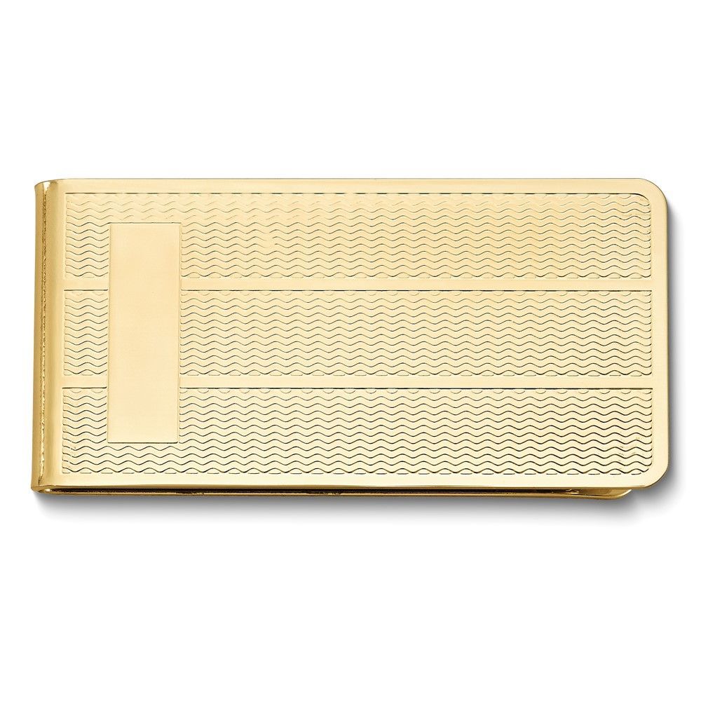 Gold-tone Textured Pattern Money Clip With Engraving Area_voghion.com