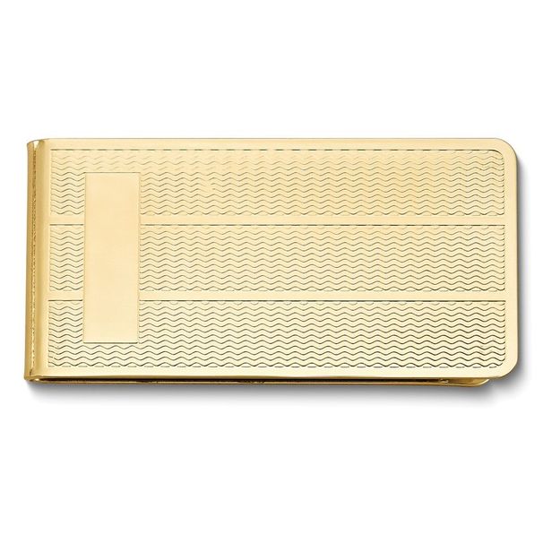 Gold-tone Textured Pattern Money Clip With Engraving Area_voghion.com