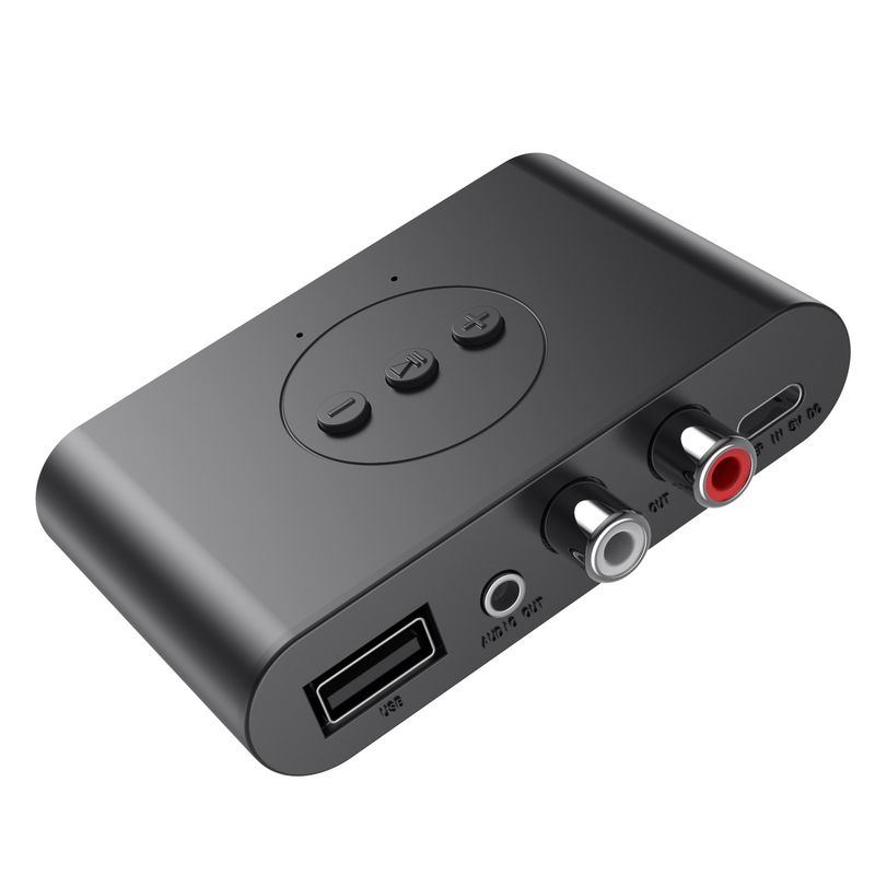 Ricevitore audio Bluetooth 5.0 U Disk RCA 3.5mm 3.5 AUX Jack Adattatore stereo musicale wireless con microfono per kit auto altoparlante amplificatore_voghion.com