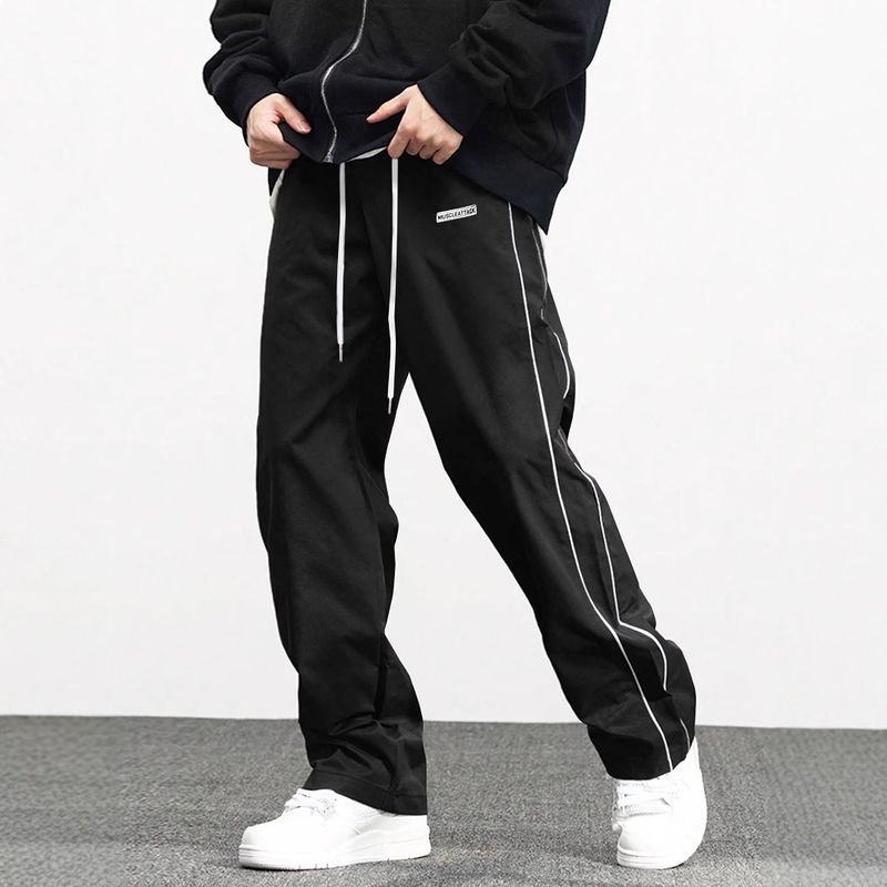 Odzież męska męskie nowe spodnie tkane moda uliczna retro casualowe spodnie ze ściągaczami męskie_voghion.com