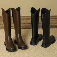 Autumn And Winter Flat Bottomed Oversized Thick Legs And Feet, Wide And Chubby Mm Long Boots, Not Exceeding Knee Height, High Boots