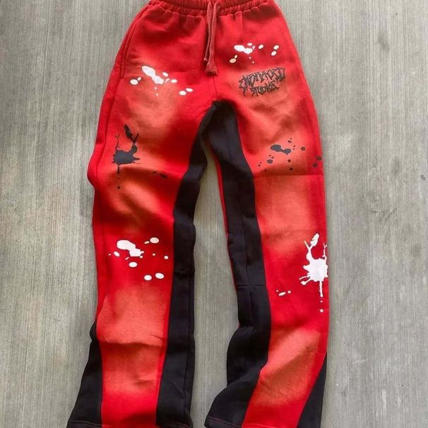 Men's Clothing Urban Graffiti Print Jogger Pants - Streetwear Unisex Casual Sweatpants With Asymmetric Design, Loose Fit For Men & Women (Black/Blue)_voghion.com