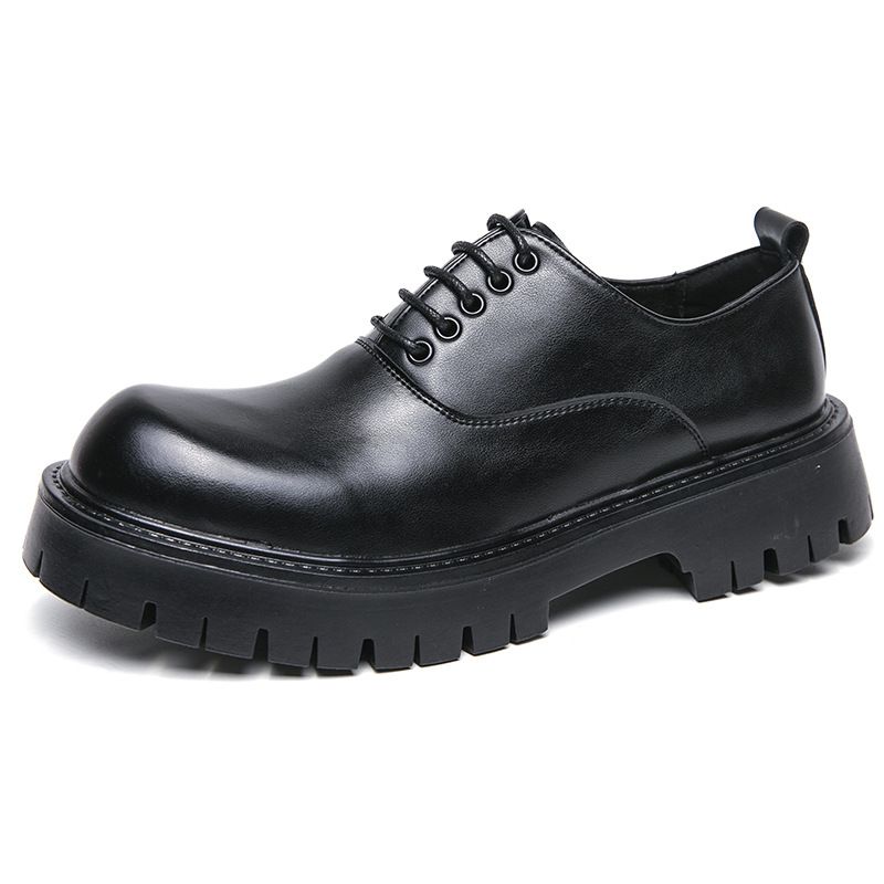 Lacquer big toe for men's autumn British style cowhide glossy surface thick sole height increase matching suit wedding_voghion.com