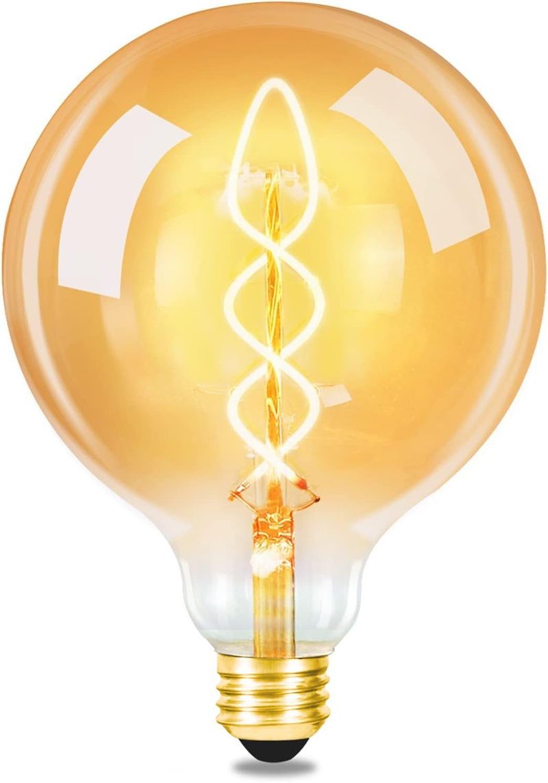 1er Pack LED Glühbirne E27 Vintage Lampe: G125 Retro Edison Glühlampe Groß Dekorative Globelampen 4W Warmweiß_voghion.com