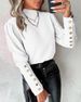 Spring And Autumn Women's Long Sleeve Shirts Solid Color Lace Crew-Neck Button-Down Blouses Trendy Tops Woman Shirt_voghion.com
