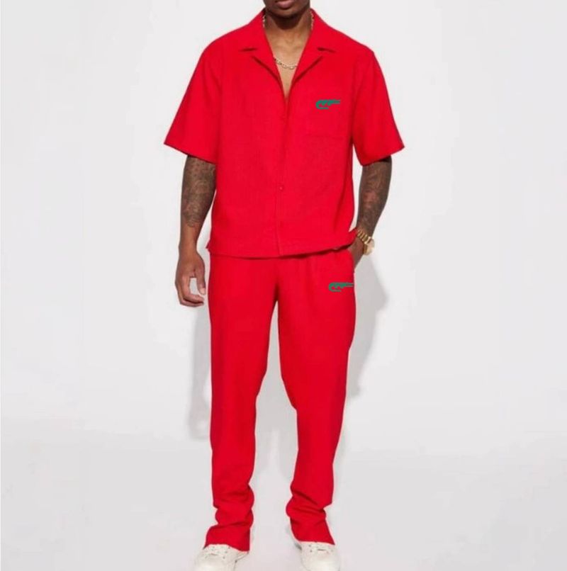 Men's Clothing 25 Years New Casual Shirt Trousers Suit Boutique Small Embroidery Suit_voghion.com