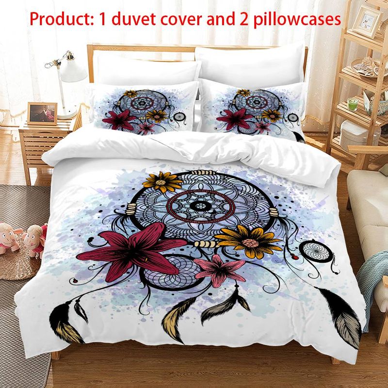 3-piece Dream Catcher Set - Includes 1 Duvet Cover And 2 Pillowcases, Made Of Soft And Breathable Polyester Fiber, Providing A Comfortable Experience_voghion.com