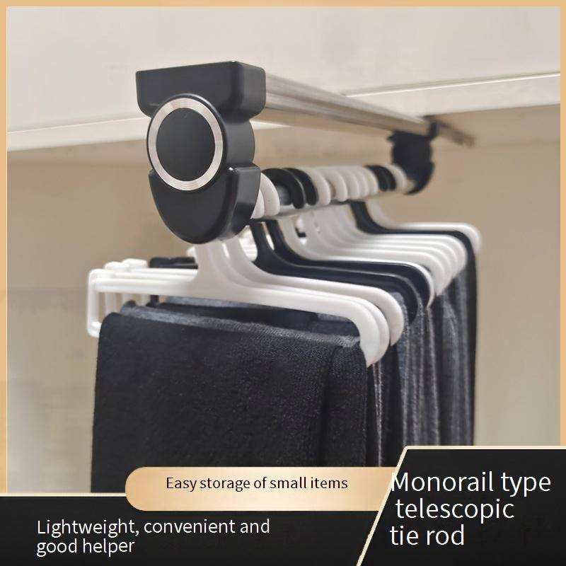 Lightweight Single-Rail Pull-Out Pants Hanger - Top-Mounted Extendable Closet Organizer For Wardrobe (Space-Saving Smooth Sliding Easy Installation)​_voghion.com