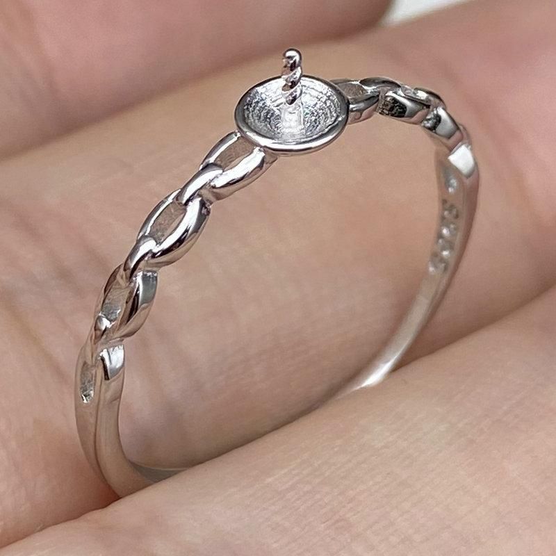 Sterling Perlenfassung S Accessoire Bernstein Jade Silber Ring Verstellbare kubanische Kette_voghion.com